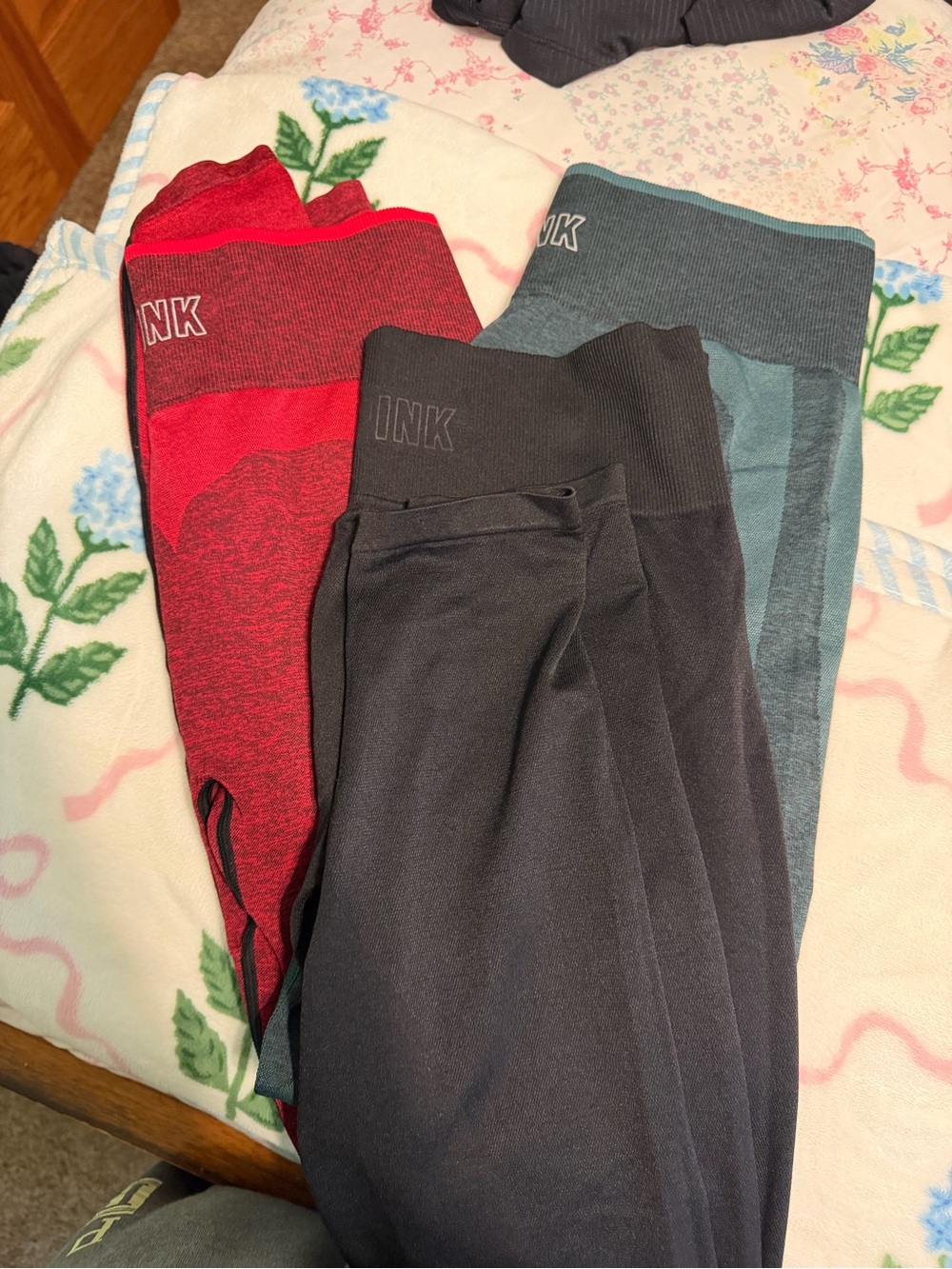 PINK Victoria's Secret  Active Leggings in Red, Teal, and Black